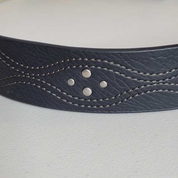 Studded Black Vegan Leather Belt - Women's Medium - Picture 3 of 8